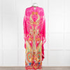 Camilla Pink Orange Green Paisley Print Beaded Silk Kaftan Dress