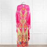 Camilla Pink Orange Green Paisley Print Beaded Silk Kaftan Dress