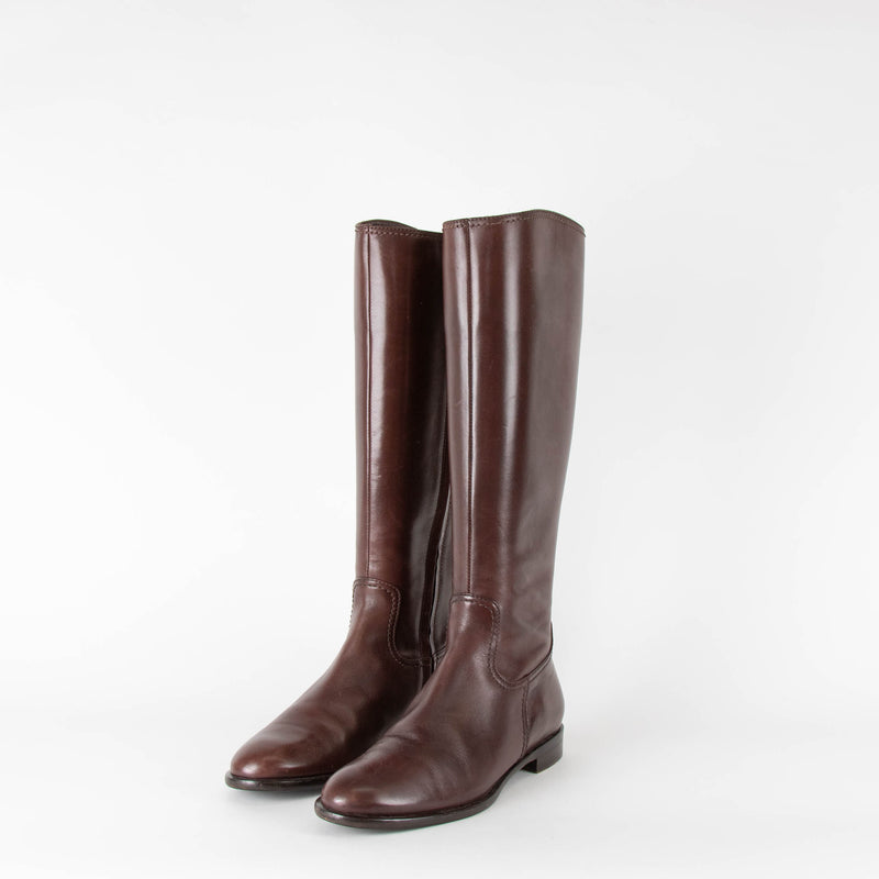 Salvatore Ferragamo Brown Knee High Riding Boots