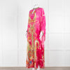 Camilla Pink Orange Green Paisley Print Beaded Silk Kaftan Dress