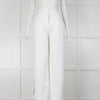 Serena Bute White Wide Leg Trousers Black Side Stripe