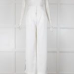 Serena Bute White Wide Leg Trousers Black Side Stripe