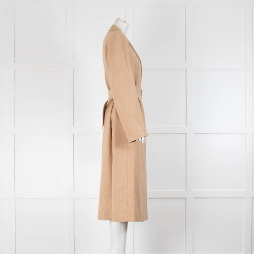 Victoria Beckham Tan Caramel Cotton Blend Belted Coat