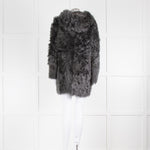 DROMe Grey Shaggy Fur Coat With Hood