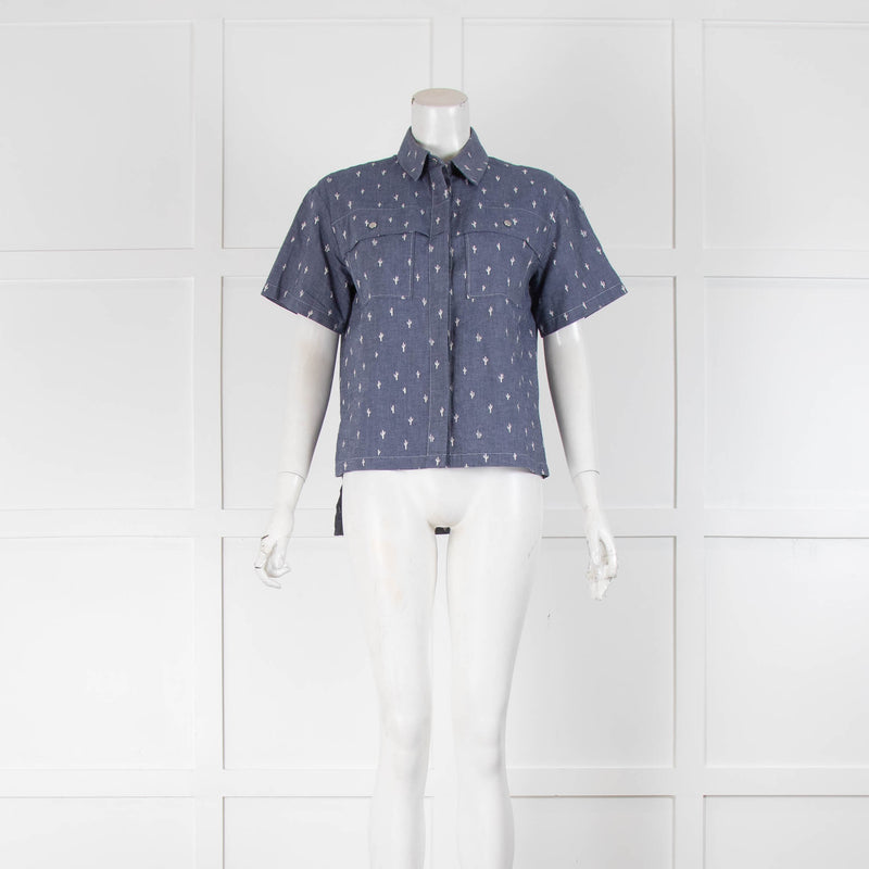 Kenzo Blue Cactus Print Short Sleeve Shirt