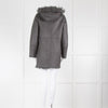 DROMe Grey Shaggy Fur Coat With Hood