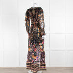 Camilla Multi Floral Lion Print Beaded Silk Wrap Dress