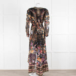 Camilla Multi Floral Lion Print Beaded Silk Wrap Dress