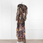 Camilla Multi Floral Lion Print Beaded Silk Wrap Dress