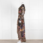 Camilla Multi Floral Lion Print Beaded Silk Wrap Dress