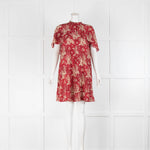 Red Valentino Red Beige Floral Sleeveless Short Dress