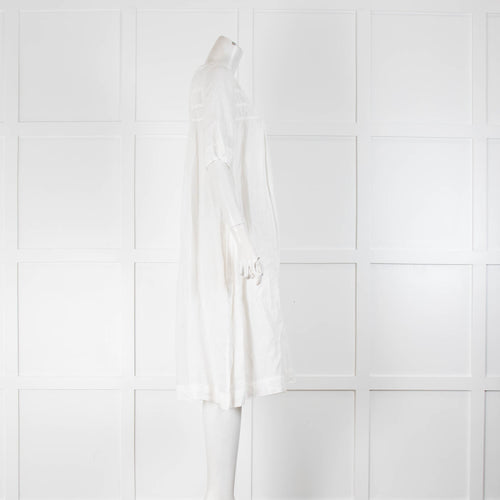 Bamford White Linen Short Sleeve Smock Dress