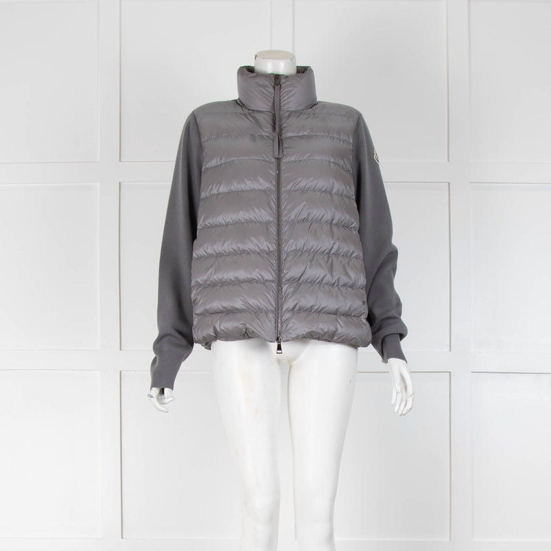 Moncler Grey Padded Wool Jumper Jacket