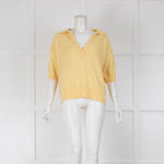 White + Warren Yellow Short Sleeve and Collar Jumper