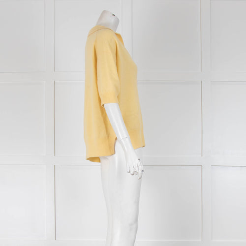 White + Warren Yellow Short Sleeve and Collar Jumper