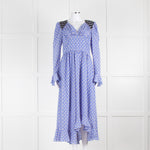 Stine Goya Blue White Star Long Sleeve Maxi Dress