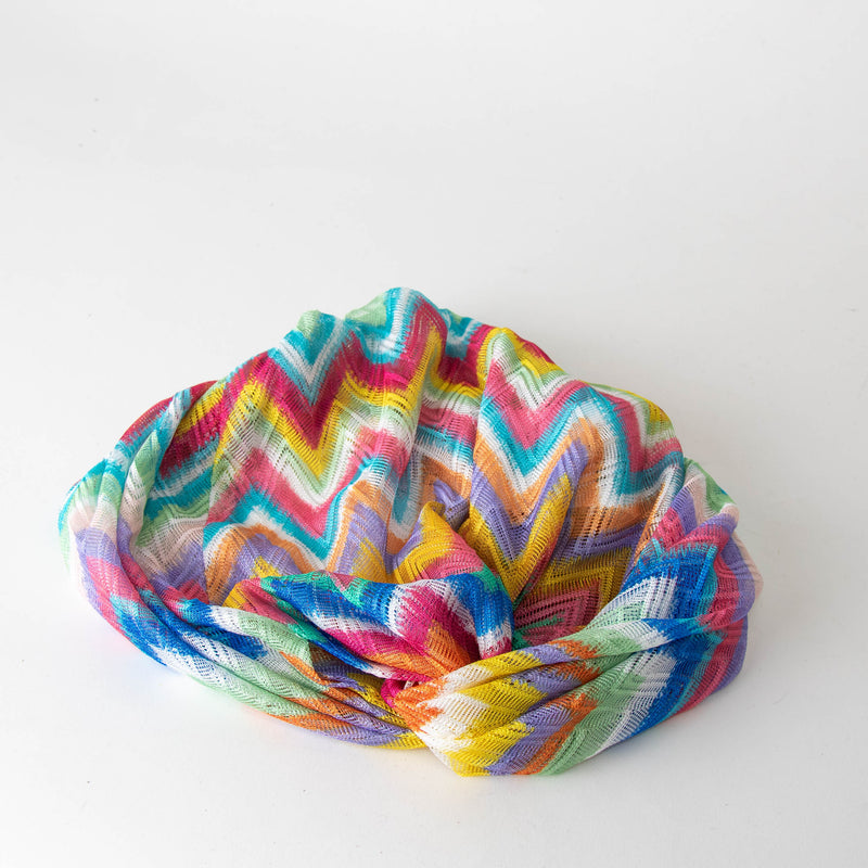 Missoni Pink Multi Colour Zig Zag Thin Knit Turban