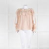 See By Chloe Pale Blush Wide Frill Neck Long Sleeve Top