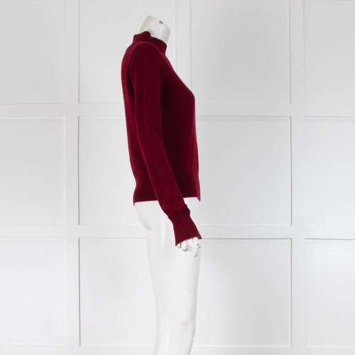 White + Warren Burgundy High Neck Jumper