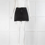 Frame Black Denim Diamante Raw Edge Mini Skirt