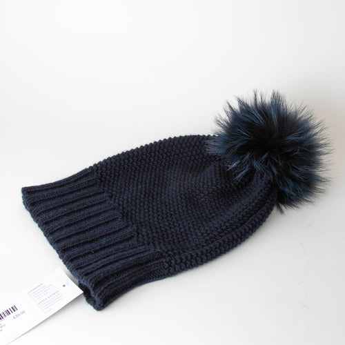 Inverni Navy Blue Cashmere Hat With Pompom