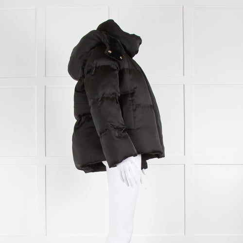 Maje Black Puffa Jacket With Detachable Hood