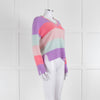 & Isla Purple Pink Blue Stripe V Neck Cashmere Jumper