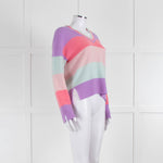 & Isla Purple Pink Blue Stripe V Neck Cashmere Jumper