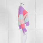 & Isla Purple Pink Blue Stripe V Neck Cashmere Jumper