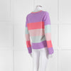 & Isla Purple Pink Blue Stripe V Neck Cashmere Jumper