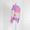 & Isla Purple Pink Blue Stripe V Neck Cashmere Jumper