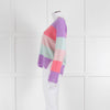 & Isla Purple Pink Blue Stripe V Neck Cashmere Jumper