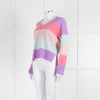 & Isla Purple Pink Blue Stripe V Neck Cashmere Jumper