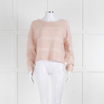 360 Cashmere Pink Boat Neck Cashmere Jumper With White Stripe