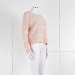 360 Cashmere Pink Boat Neck Cashmere Jumper With White Stripe