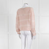 360 Cashmere Pink Boat Neck Cashmere Jumper With White Stripe