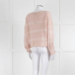 360 Cashmere Pink Boat Neck Cashmere Jumper With White Stripe