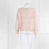 360 Cashmere Pink Boat Neck Cashmere Jumper With White Stripe