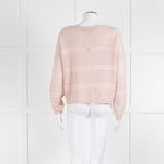 360 Cashmere Pink Boat Neck Cashmere Jumper With White Stripe