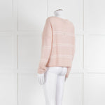 360 Cashmere Pink Boat Neck Cashmere Jumper With White Stripe