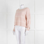 360 Cashmere Pink Boat Neck Cashmere Jumper With White Stripe