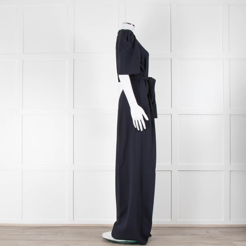 Stella McCartney Navy Short Sleeve Belted Jumpsuit