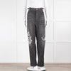 Balenciaga Grey Unisex Distressed Jeans with Waist Buckle Detail