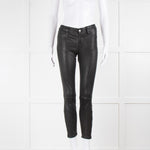 J Brand Black Leather Skinny Trousers With Ankle Zip