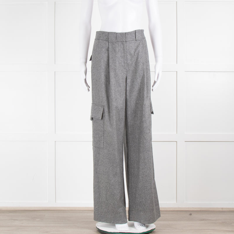 Me+Em Grey Wool Blend Side Pocket Cargo Wide Leg Trousers