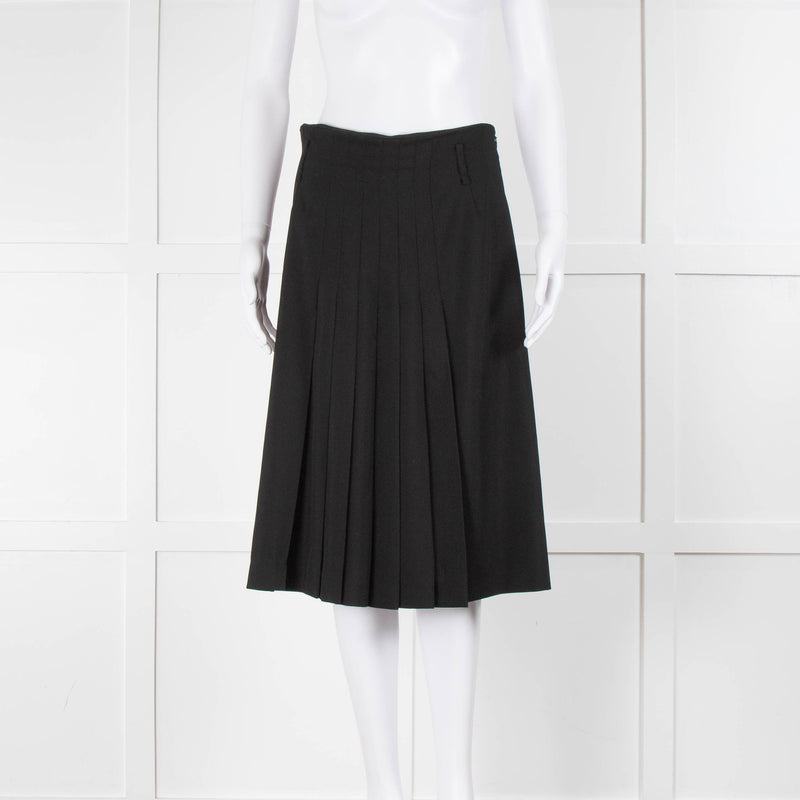 Prada Black Pleated Front A-Line Skirt