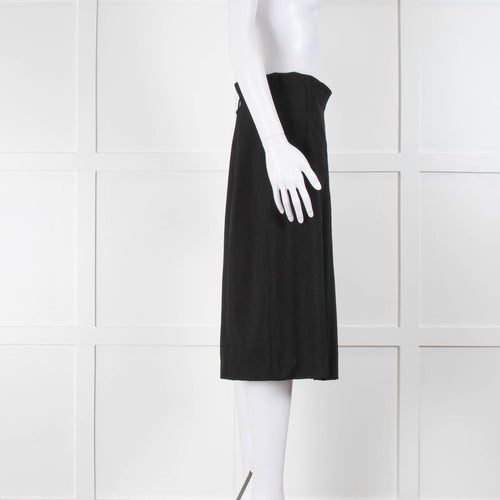 Prada Black Pleated Front A-Line Skirt