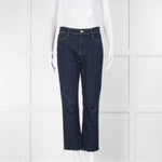 Frame Dark Blue Denim High Waist Straight Leg Jeans