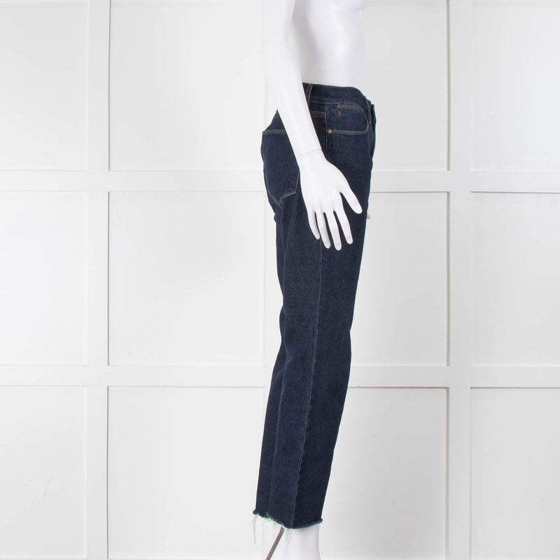 Frame Dark Blue Denim High Waist Straight Leg Jeans