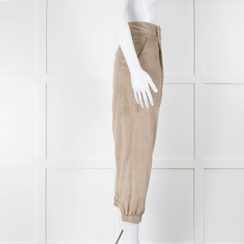 Brunello Cucinelli Beige Corduroy Elasticated Bottom Trousers